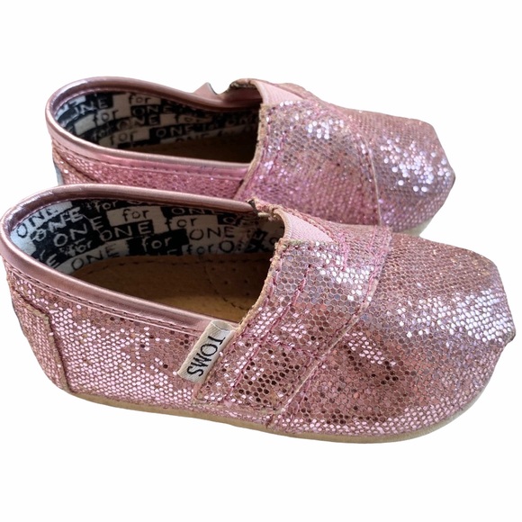 Toms ❤︎ Tiny Glitter Classic Walker Slip On Shoe Sneaker Baby Walker ❤︎ Pink - Picture 4 of 11